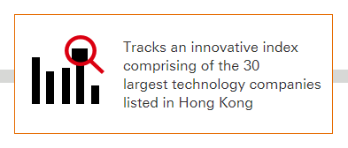 Tracks an innovative index comprising of the 30 largest technology companies listed in Hong Kong